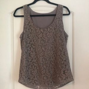 LOFT taupe lacy tank